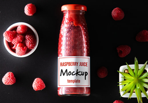 Raspberry Juice Bottle Mockup