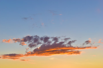 Rare evening clouds on the horizon in summer