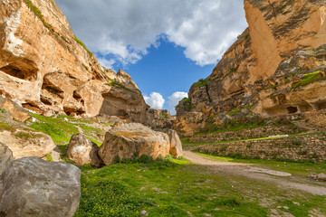 Ancient town of Hasankeyf in Turkey. The town goes under the water of the reservoir of a dam under...