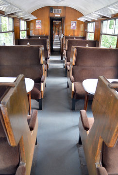 Train From Haverthwaite To Lakeside On Windermere, In The Lake District, England, Uk