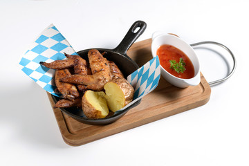 grilled chicken wings with potatoes