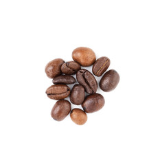 Brown coffee beans isolated on a white background