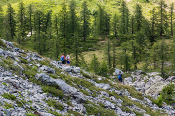 Trekking for the Vercoche lake in Valle D'Aosta, Italy