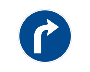 Traffic sign, commanded direction of travel, vector icon