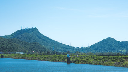 landscape with lake and mountains