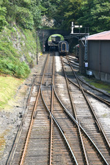 Train from Haverthwaite to lakeside on windermere, in the lake district, england, uk