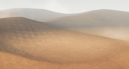 Sahara desert with sandstorm