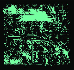 Abstract pixelated background with flickers and datamoshing effect. Cyberpunk style aesthetics.