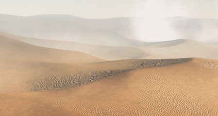 Sahara desert with sandstorm