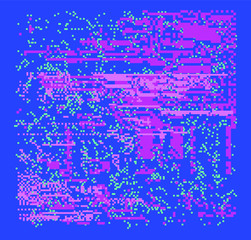 Abstract pixelated background with flickers and datamoshing effect. Vaporwave and cyberpunk style aesthetics.