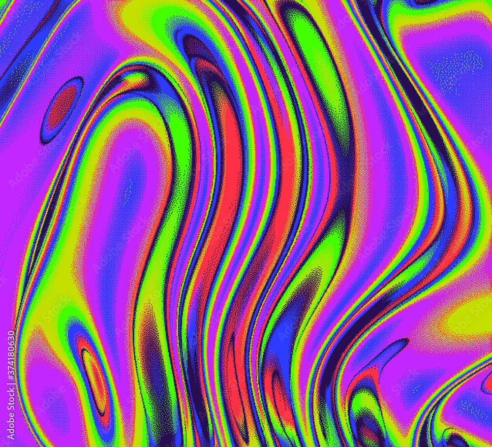 Poster Abstract pixelated background with flickers and datamoshing effect.