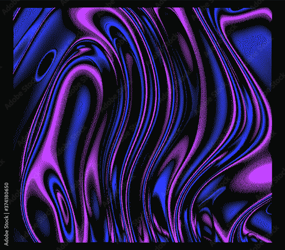 Poster Abstract pixelated background with flickers and datamoshing effect.