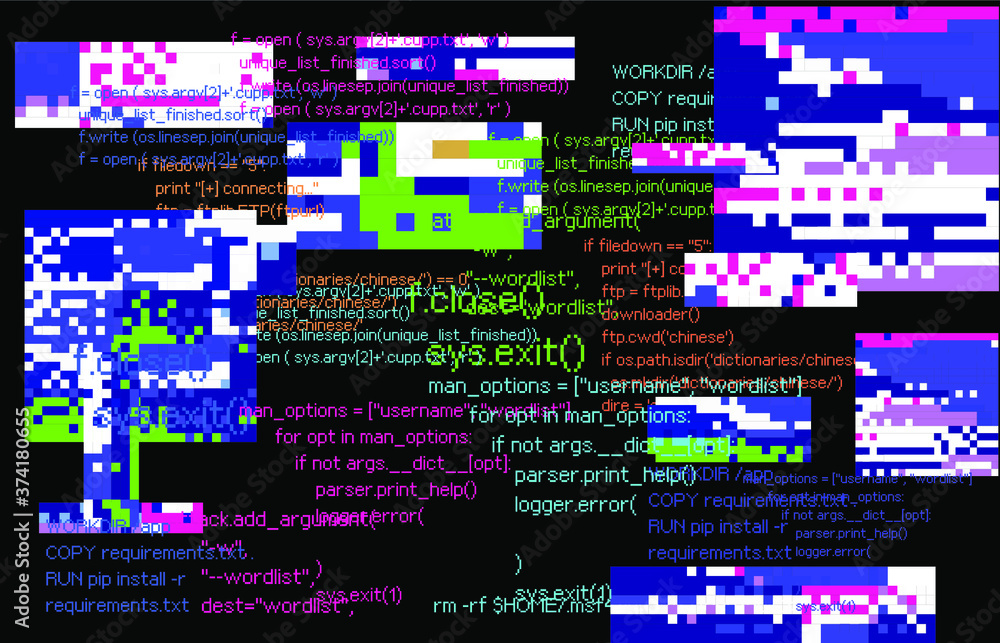Aufkleber Abstract pixelated background with flickers and datamoshing effect.