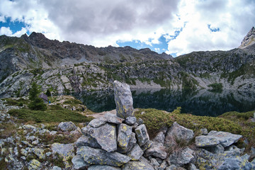 Trekking for the Vercoche lake in Valle D'Aosta, Italy