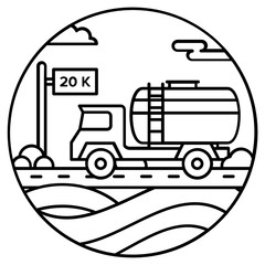 
Oil tank icon in line style, transportation concept 
