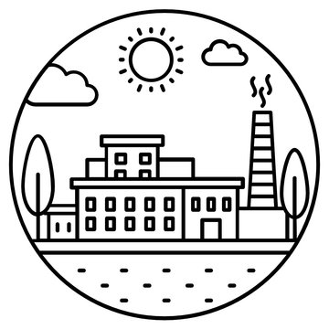 recommend clip art: 
                    Building with chimney depicting factory area icon in line style
                    