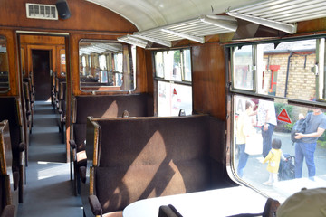 Train from Haverthwaite to lakeside on windermere, in the lake district, england, uk