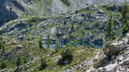 Trekking for the Vercoche lake in Valle D'Aosta, Italy