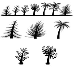 Vector tree silhouettes