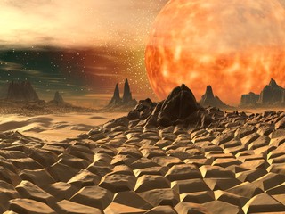Fototapeta premium 3D illustration of science fiction landscape