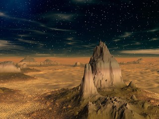 3D illustration of science fiction landscape