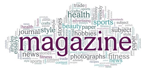 Fototapeta premium Magazine vector illustration word cloud isolated on a white background.