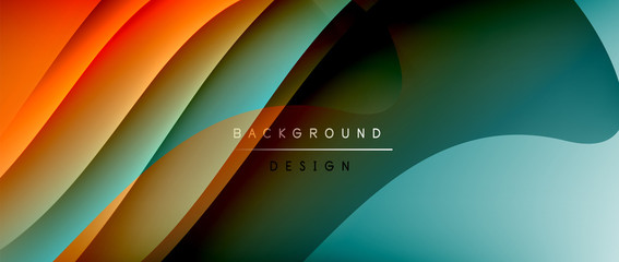 Fluid gradient waves with shadow lines and glowing light effect, modern flowing motion abstract background for cover, placards, poster, banner or flyer