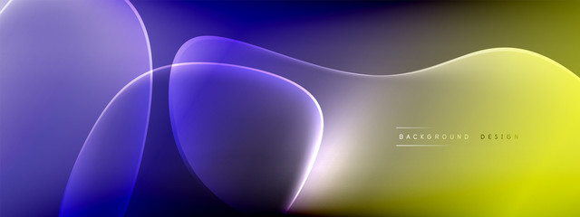 Vector abstract background - liquid bubble shapes on fluid gradient with shadows and light effects. Shiny design template for text