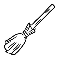 Broom. Hand drawn vector illustration in doodle style, isolated on a white background.