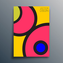 Abstract geometric typography with colorful circles design for poster, flyer, brochure cover, or other printing products. Vector illustration