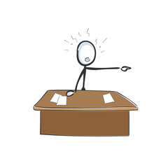 Angry boss. Fire worker. Shouting director. Vector simple mad boss. Loose job. Stickman no face clipart cartoon. Hand drawn. Doodle sketch, graphic illustration