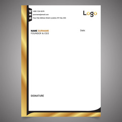 Golden Creative and clean letterhead design vector template