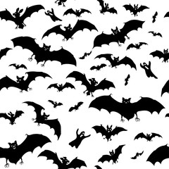 Bat, pattern, decor, a set of images, bat in flight, in motion, in different positions