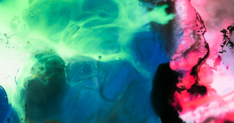 Macro Paint with Neon Color Palette. Oil and Acrylic Paint Mixed with Bright Colourful Dye and Paint.