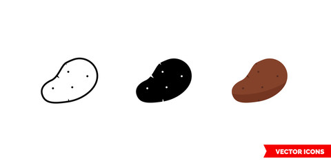 Potato icon of 3 types color, black and white, outline. Isolated vector sign symbol.