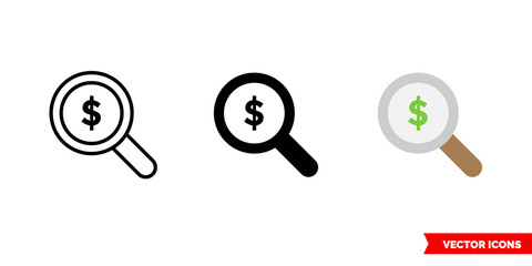 Profit analysis icon of 3 types color, black and white, outline. Isolated vector sign symbol.