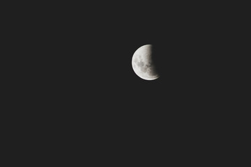 Very detailed moon in the sky on black background