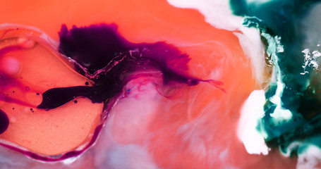 Macro Paint with Vibrant Color Palette. Acrylic Paint Mixed with Bright Colourful Dye.