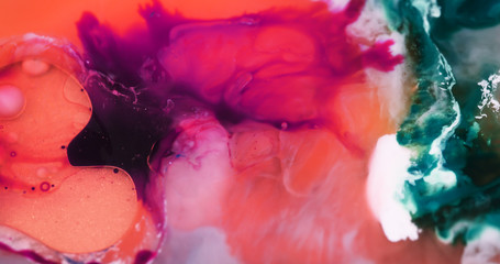 Macro Paint with Vibrant Color Palette. Acrylic Paint Mixed with Bright Colourful Dye.