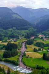 Fototapeta na wymiar Mountain landscape at Tesero, in Fiemme valley