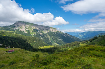 Fototapeta na wymiar Great and Beautiful hike on the Hohe Ifen in the Kleinwalsertal in the Allgau Alps.