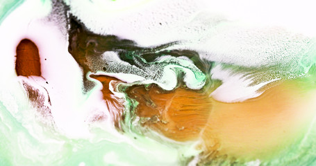 Macro Paint with Vibrant Color Palette. Oil Mixed with Bright Colourful Dye and Acrylic Paint on...