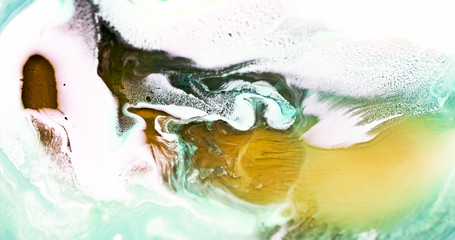 Macro Paint with Vibrant Color Palette. Oil Mixed with Bright Colourful Dye and Acrylic Paint on White Background.