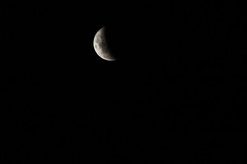 Very detailed moon in the sky on black background