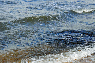 texture with sea water on the beach on the coast of São Paulo