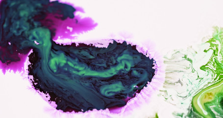 Macro Paint with Vibrant Color Palette. Mixed Paint with Bright Colourful Dye on White Background.