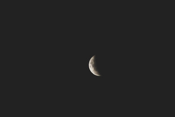Very detailed moon in the sky on black background