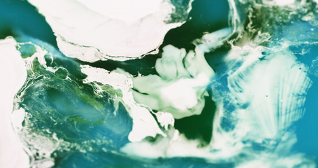 Macro Paint with Vibrant Palette. White Acrylic Paint with Bright Colourful Dye. Created Shadowy...