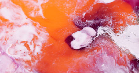 Macro Paint with Vibrant Palette. White Acrylic Paint with Bright Colourful Dye. Created Shadowy...