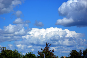 Sky landscape. Blue sky with beautiful white clouds. Picturesque nature.